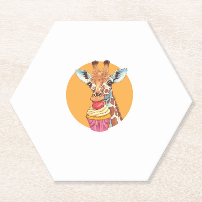 Porta-copo De Papel Girafa com Cupcake (Frente)