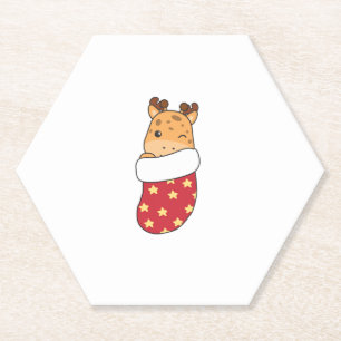 Porta-copo De Papel Girafas Bonitas Na Meia De Natal Para A Gira De Na