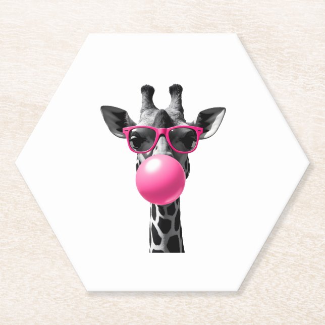Porta-copo De Papel Giraffe Women Giraffe Face with Sunglasses Wild An (Frente)