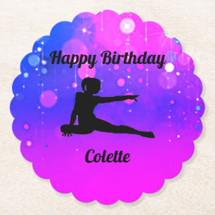 Porta-copo De Papel Girls Gymnastics Feliz Aniversário de Porta copos