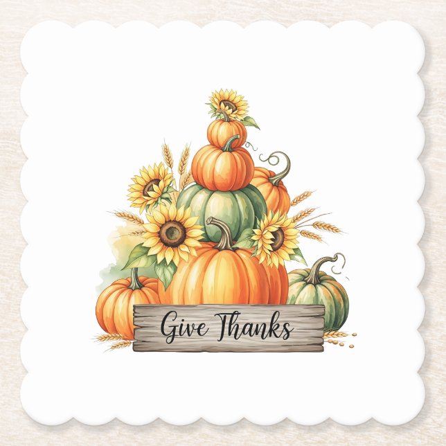 Porta-copo De Papel Give Thanks Harvest Gathering (Frente)