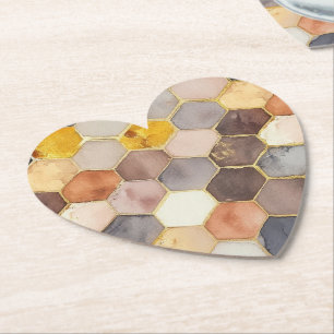 Porta-copo De Papel Glam Honey Comb Blush Champagne Abstrato