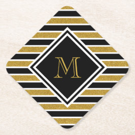 Porta-copo De Papel Glitter Dourado Elegante Monograma