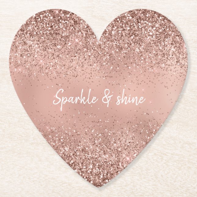 Porta-copo De Papel Glitter Dourado Rosa (Frente)