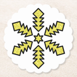 Porta-copo De Papel Glitter Snowflake - Yellow Star
