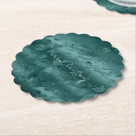 Porta-copo De Papel Glitzy Emerald Green Ombre Marble