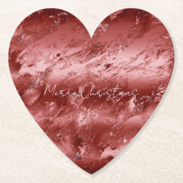 Porta-copo De Papel Glitzy Red Ombre Marble
