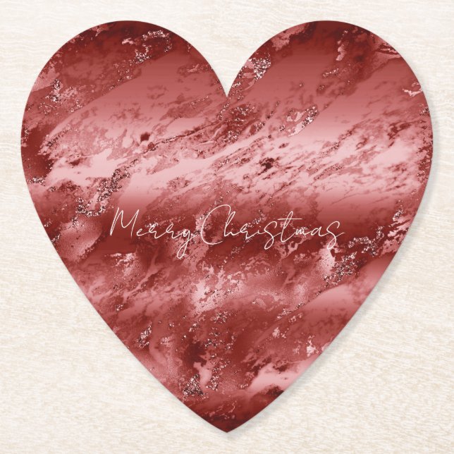 Porta-copo De Papel Glitzy Red Ombre Marble (Frente)