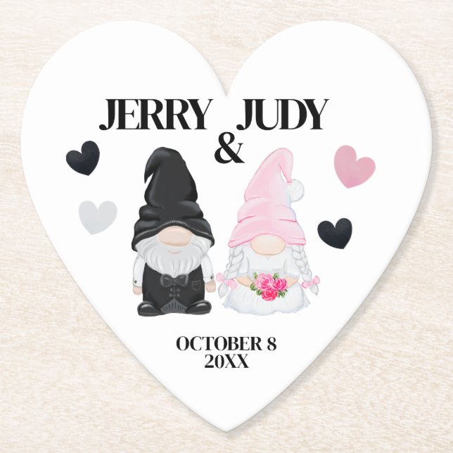Porta-copo De Papel Gnomo Bride e Groom (Frente)