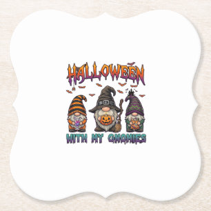 Porta-copo De Papel Gnomos do Halloween Três Gnomos Chapéu de Bruxa Ab