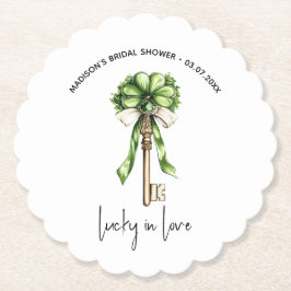 Porta-copo De Papel Gold Key Clover Bridal Shower Personalized 