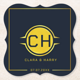 Porta-copo De Papel Gold navy minimalist elegant modern text weeding