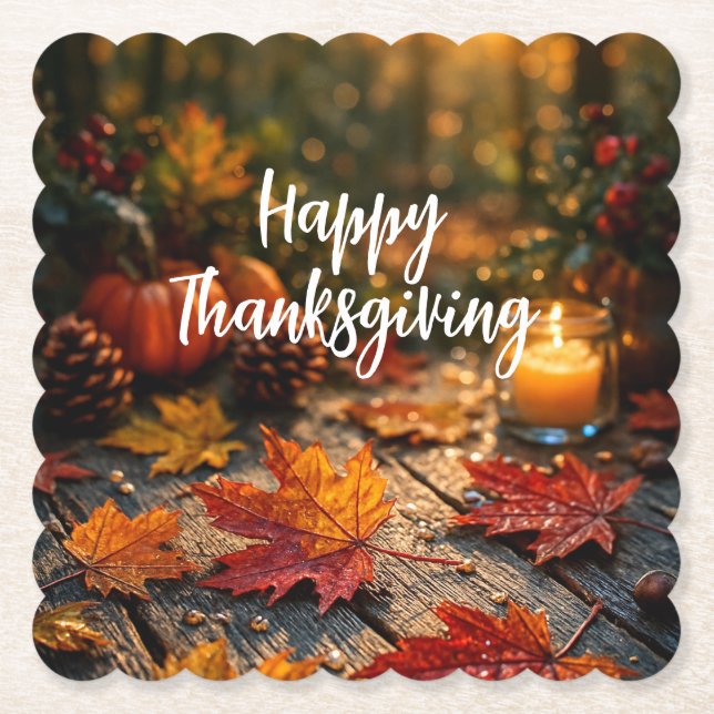 Porta-copo De Papel Golden Harvest Glow – Thanksgiving Greeting (Frente)
