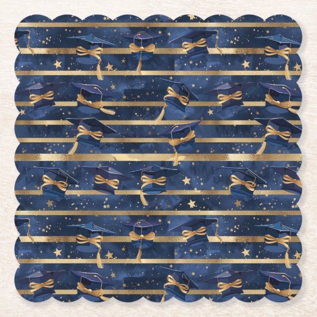 Porta-copo De Papel Golden Milestone: Starry Graduation Elegance (Frente)