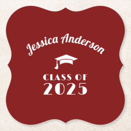 Porta-copo De Papel Graduação Personalizada Maroon e White