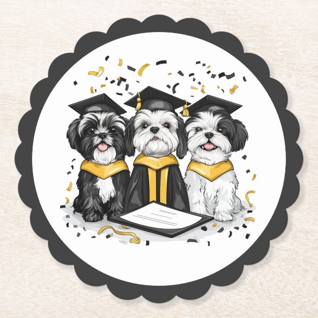 Porta-copo De Papel Graduação Shih Tzu Dogs (Frente)