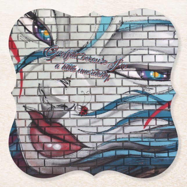 Porta-copo De Papel Graffiti de Menina Asiática  (Frente)