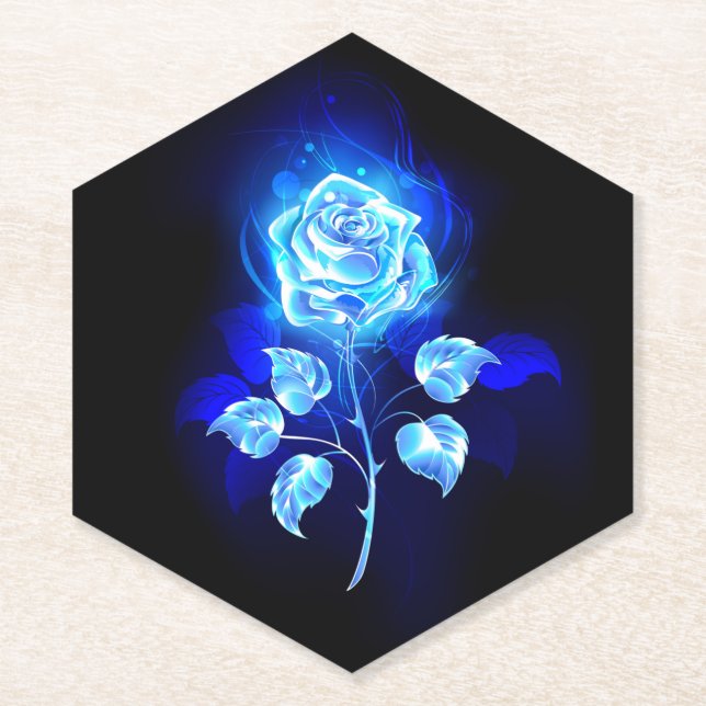 Porta-copo De Papel Gravação de Rosa Azul (Frente)