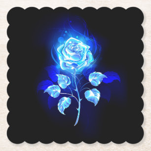 Porta-copo De Papel Gravação de Rosa Azul