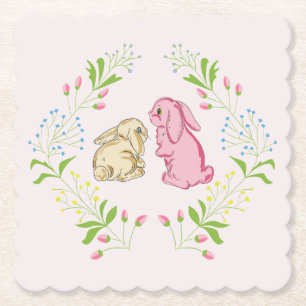 Porta-copo De Papel Grinalda de Coelho Rosa Easter Coaster