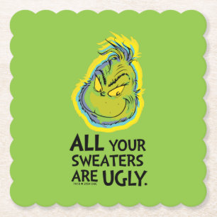 Porta-copo De Papel Grinch Malicioso Todos os Seus Suéteres São Feio