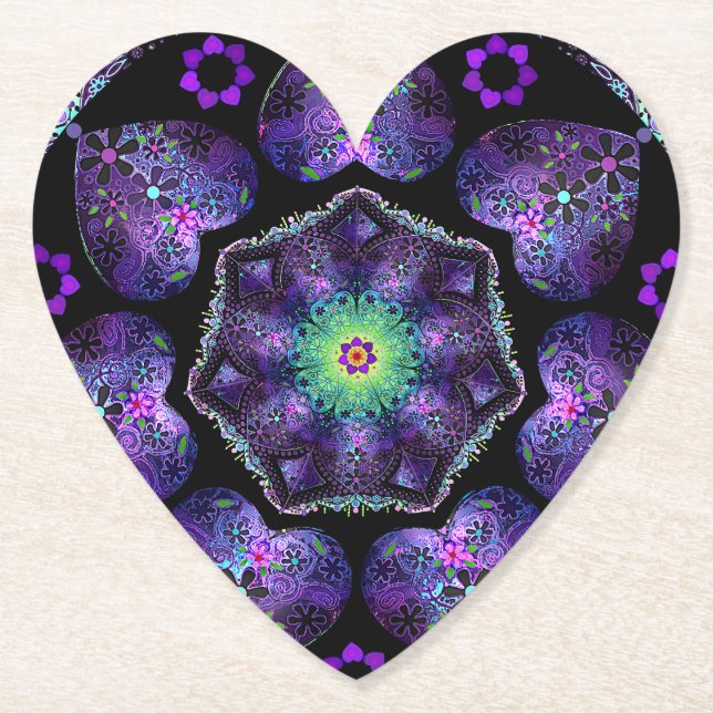 Porta-copo De Papel Guarda-chuva e corações roxos .7 (Frente)