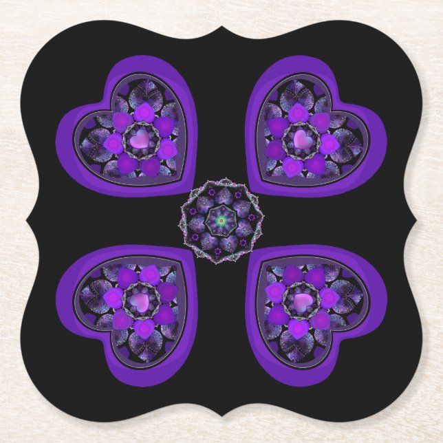 Porta-copo De Papel Guarda-chuva e corações roxos .7 (Frente)