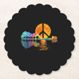Porta-copo De Papel Guitar Lake Shadow Peace Love Guitar Hippie