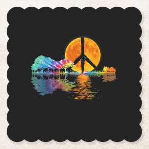 Porta-copo De Papel Guitar Lake Shadow Peace Love Guitar Hippie