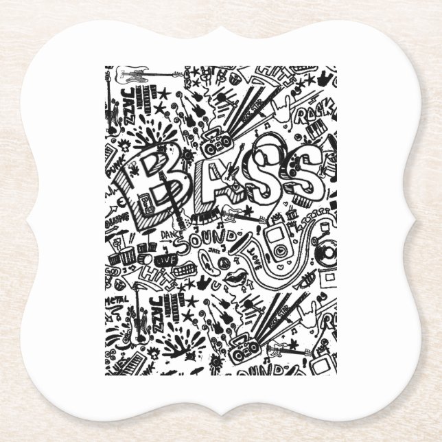 Porta-copo De Papel Guitar Lover | Presente de Padrão de Violão (Frente)