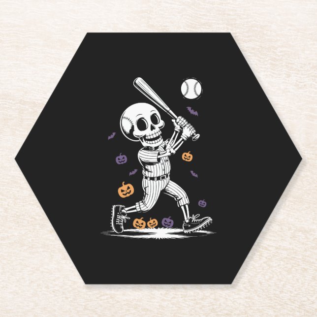Porta-copo De Papel Halloween Baseball Skeleton Atingindo (Frente)