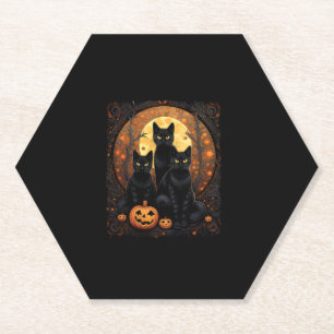 Porta-copo De Papel Halloween Black Cat Van Gogh Witch Kawaii Pumpkin