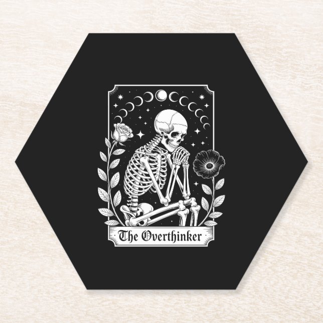 Porta-copo De Papel Halloween Dark Gothic Skeleton Overthinker (Frente)