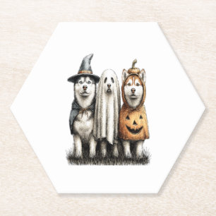 Porta-copo De Papel Halloween Ghost Siberian Husky Dog