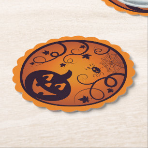 Porta-copo De Papel Halloween Jack ou lanterna abóbora face e aranha