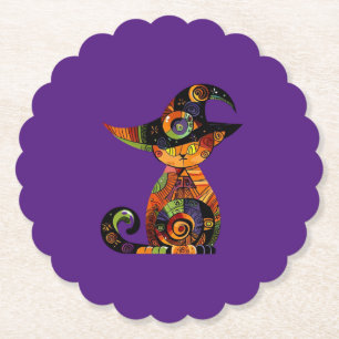 Porta-copo De Papel Halloween/místico/gato/queda