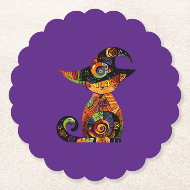 Porta-copo De Papel Halloween/místico/gato/queda (Frente)