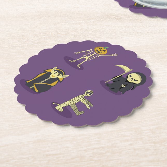 Porta-copo De Papel Halloween Skeleton Dracula Mummy Grim Reaper (Angular)