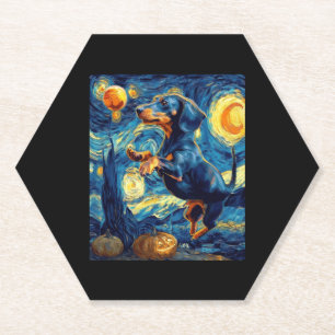 Porta-copo De Papel Halloween Starry Night Puppy Dachshund