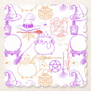Porta-copo De Papel Halloween Witchcraft Pattern Neon 01