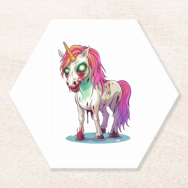 Porta-copo De Papel Halloween Zombie Unicorn (Frente)