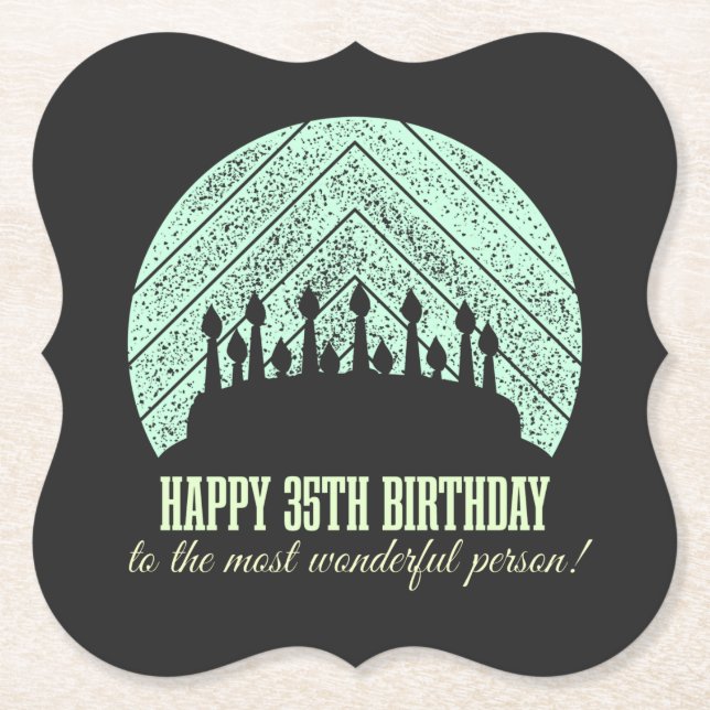 Porta-copo De Papel Happy 35th birthday to the most wonderful person (Frente)