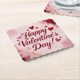 Porta-copo De Papel Happy Valentine's Day! Painted Brush Strokes