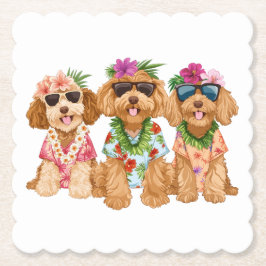 Porta-copo De Papel Hawaiian Goldendoodle Dogs Flower Lei