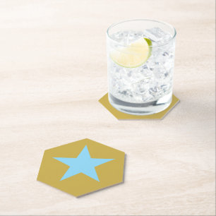 Porta-copo De Papel Hexágono apontado Dourado com BlueStar