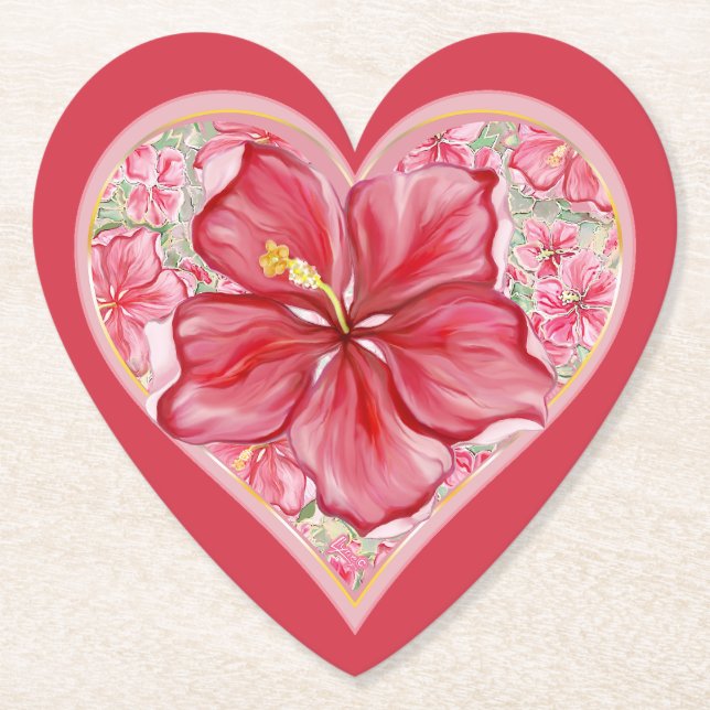 Porta-copo De Papel Hibiscus e rendas RED (Frente)