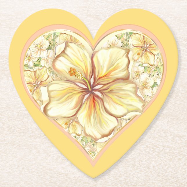 Porta-copo De Papel Hibiscus & lace AMARELO (Frente)