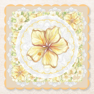 Porta-copo De Papel Hibiscus & lace AMARELO