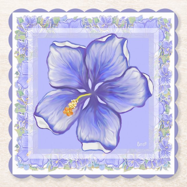 Porta-copo De Papel Hibiscus & lace BLUE (Frente)