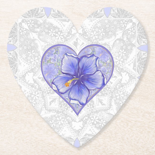 Porta-copo De Papel Hibiscus & lace BLUE (Frente)